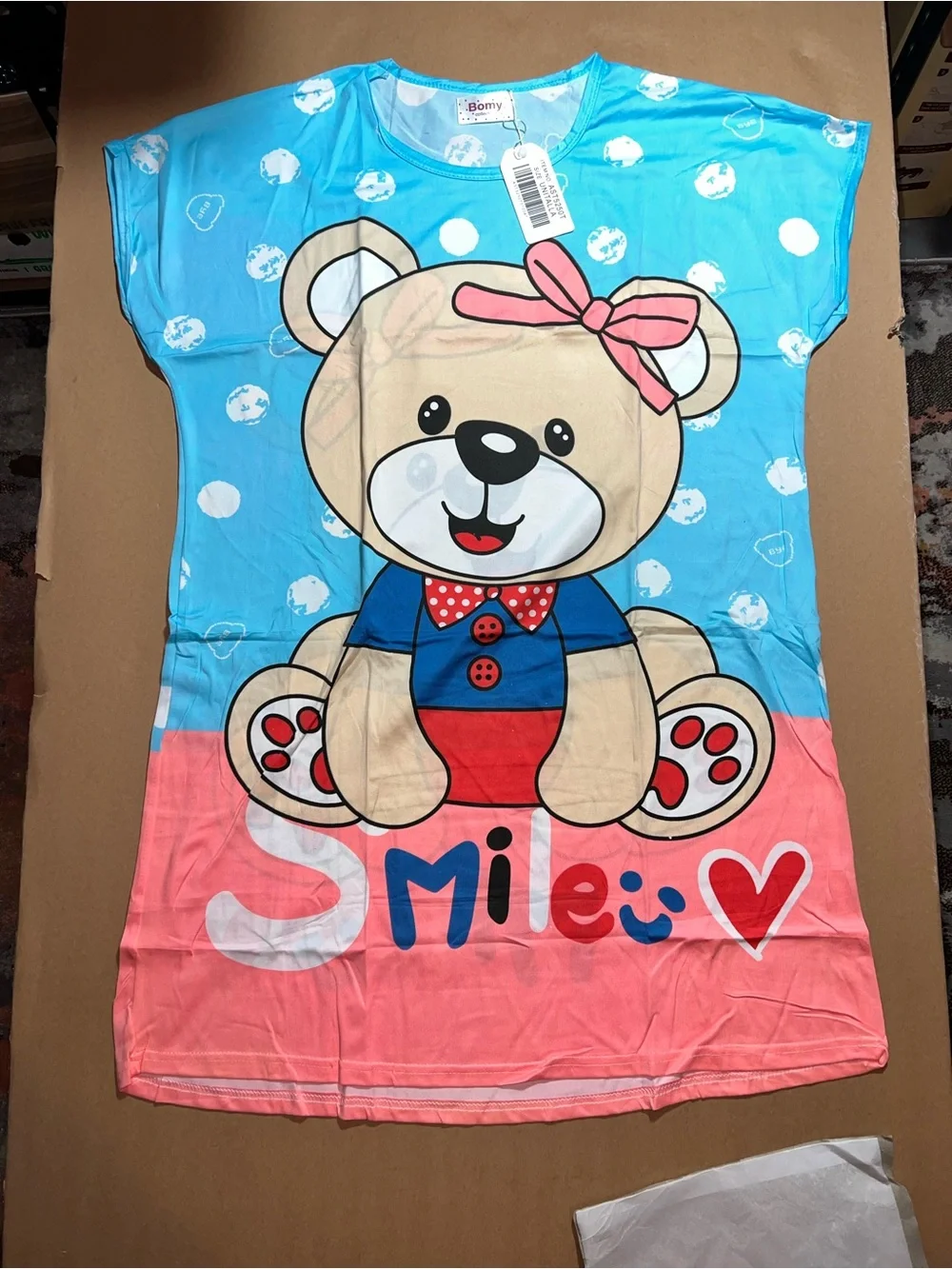 Kids' Blue & Pink Teddy Bear Sleep Tee Pajamas